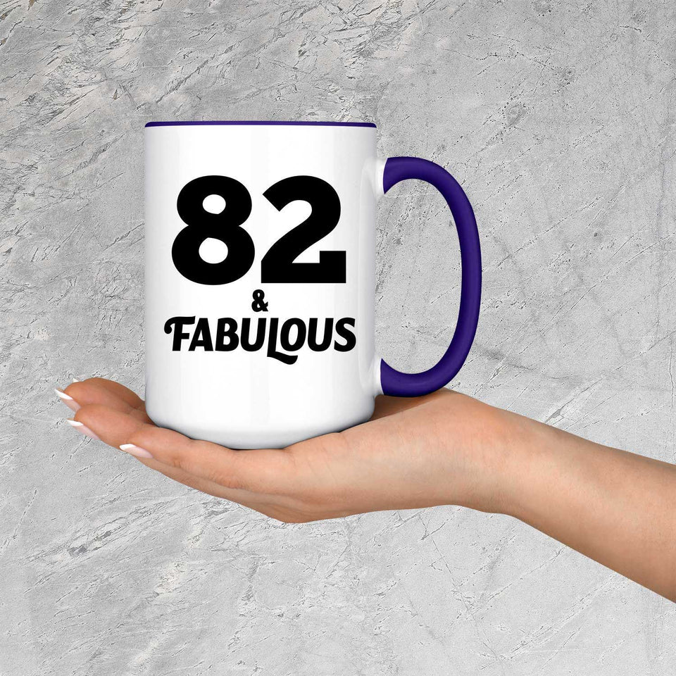 82nd Birthday 82 & Fabulous - 15oz Accent Mug Purple