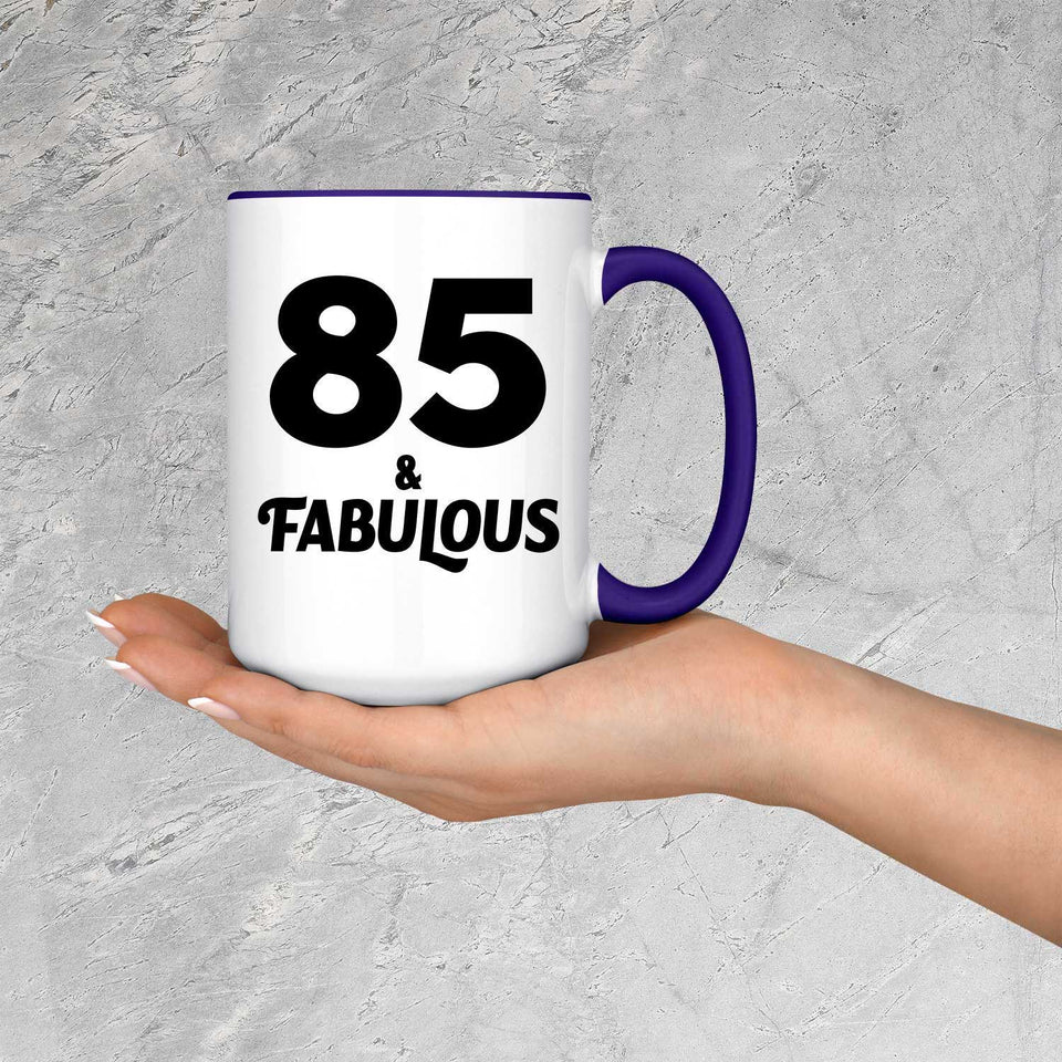 85th Birthday 85 & Fabulous - 15oz Accent Mug Purple