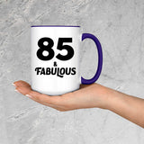 85th Birthday 85 & Fabulous - 15oz Accent Mug Purple