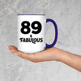 89th Birthday 89 & Fabulous - 15oz Accent Mug Purple