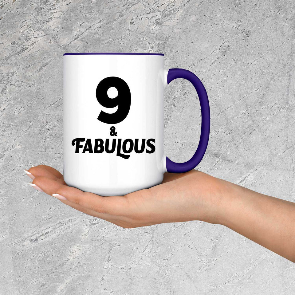 9th Birthday 9 & Fabulous - 15oz Accent Mug Purple