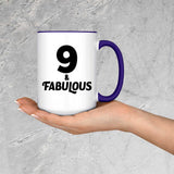 9th Birthday 9 & Fabulous - 15oz Accent Mug Purple