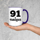 91st Birthday 91 & Fabulous - 15oz Accent Mug Purple