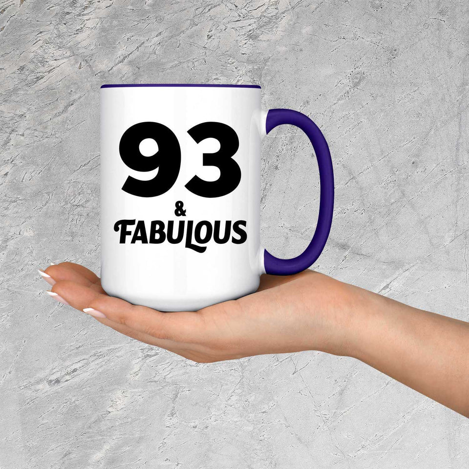 93rd Birthday 93 & Fabulous - 15oz Accent Mug Purple
