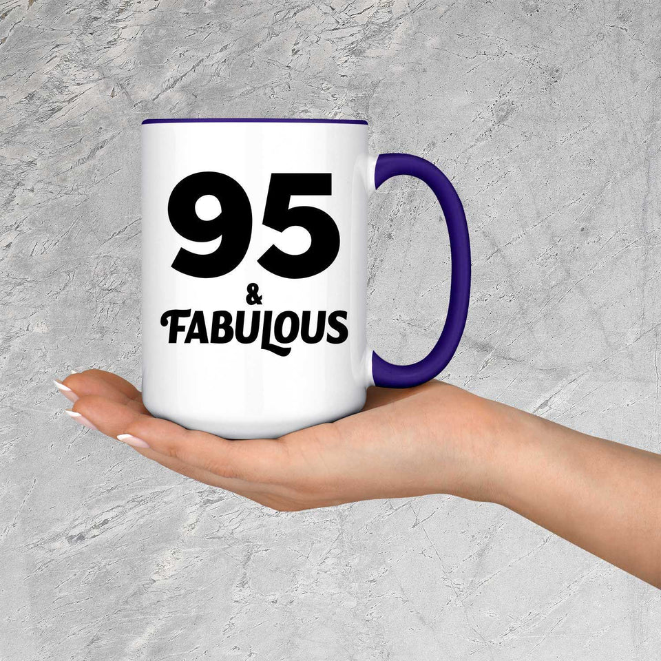 95th Birthday 95 & Fabulous - 15oz Accent Mug Purple