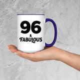 96th Birthday 96 & Fabulous - 15oz Accent Mug Purple