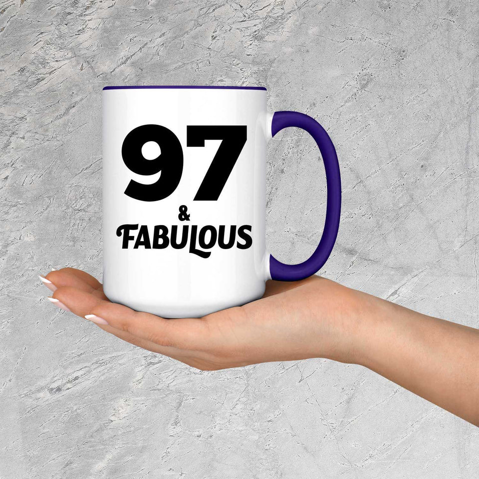 97th Birthday 97 & Fabulous - 15oz Accent Mug Purple