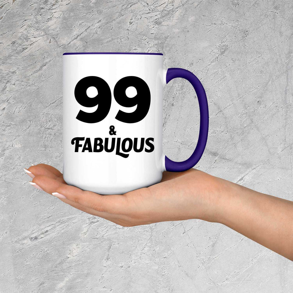 99th Birthday 99 & Fabulous - 15oz Accent Mug Purple