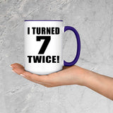 14th Birthday I Turned 7 Twice - 15oz Accent Mug Purple
