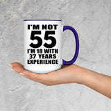 55th Birthday I'm Not 55 I'm 18 With 37 Years Experience - 15oz Accent Mug Purple