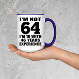 64th Birthday I'm Not 64 I'm 18 With 46 Years Experience - 15oz Accent Mug Purple