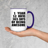1st Birthday 1 Year 12 Months 365 Days Of Awesome - 15oz Accent Mug Purple