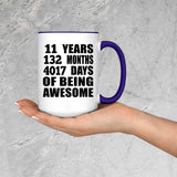 11th Birthday 11 Years 132 Months 4017 Days Of Awesome - 15oz Accent Mug Purple