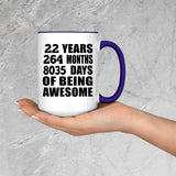 22nd Birthday 22 Years 264 Months 8035 Days Of Awesome - 15oz Accent Mug Purple