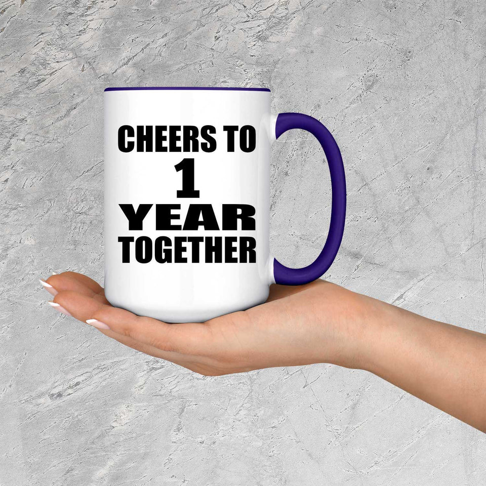 1st Anniversary Cheers To 1 Year Together - 15oz Accent Mug Purple