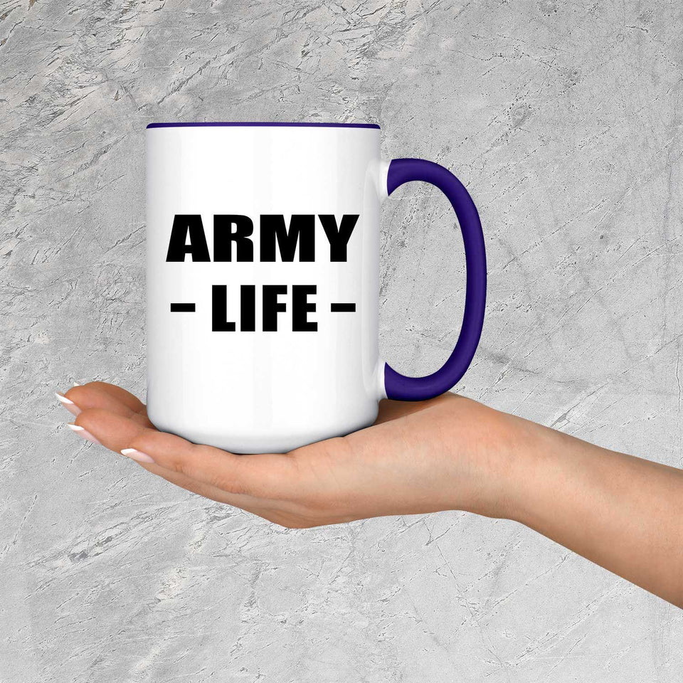 Army Life - 15oz Accent Mug Purple