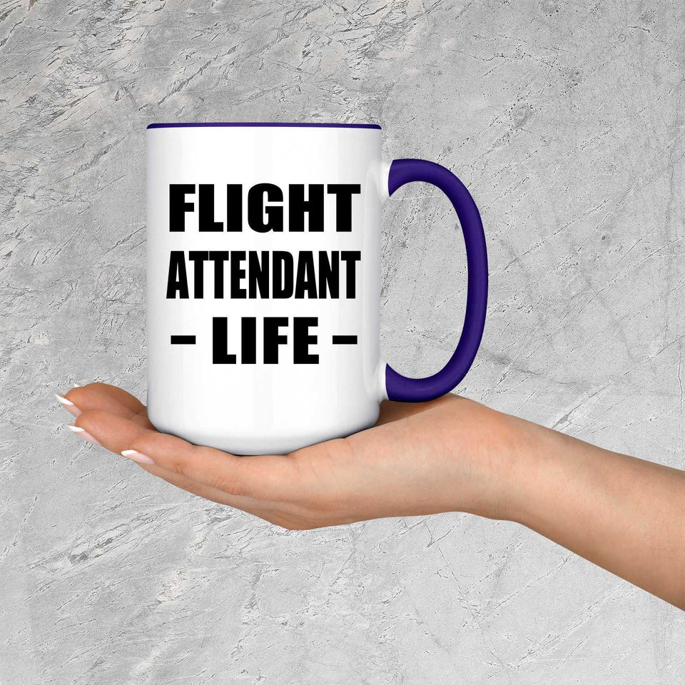 Flight Attendant Life - 15oz Accent Mug Purple