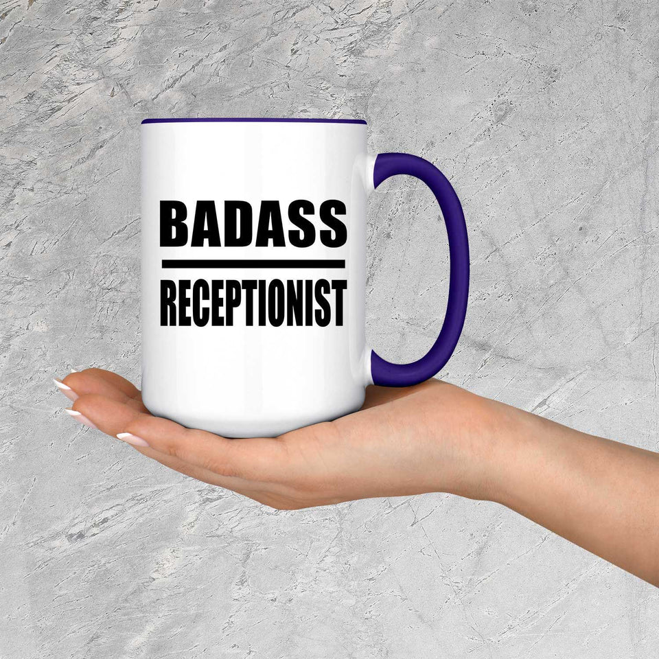 Badass Receptionist - 15oz Accent Mug Purple