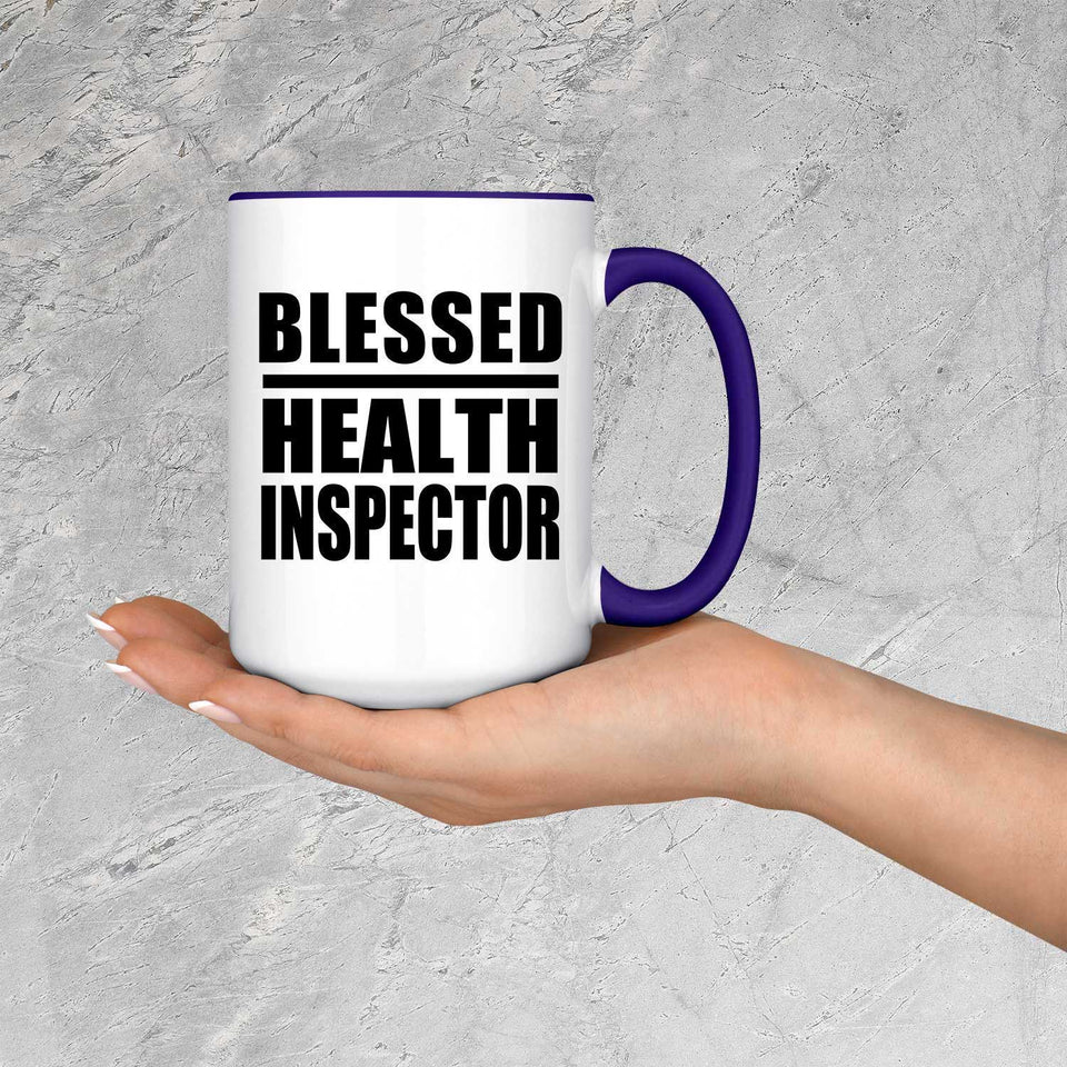 Blessed Health Inspector - 15oz Accent Mug Purple