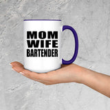 Mom Wife Bartender - 15oz Accent Mug Purple