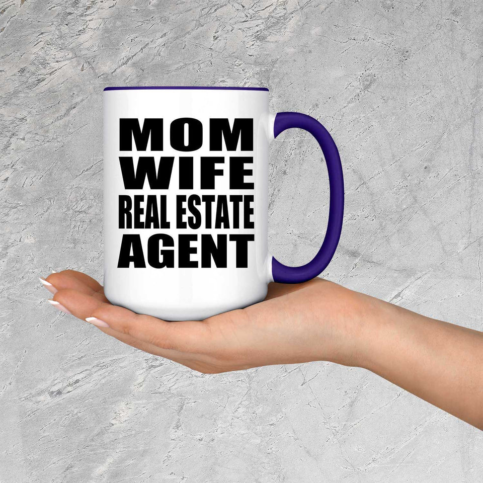 Mom Wife Real Estate Agent - 15oz Accent Mug Purple