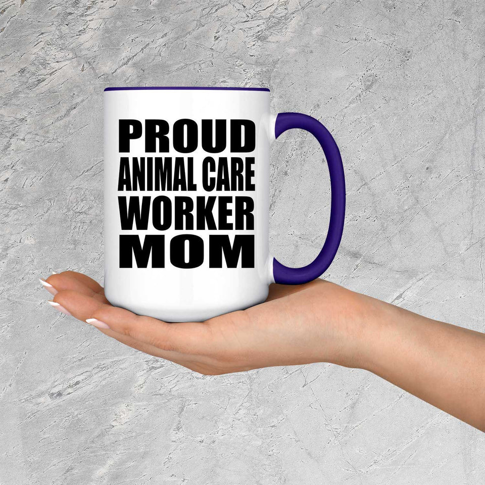 Proud Animal Care Worker Mom - 15oz Accent Mug Purple