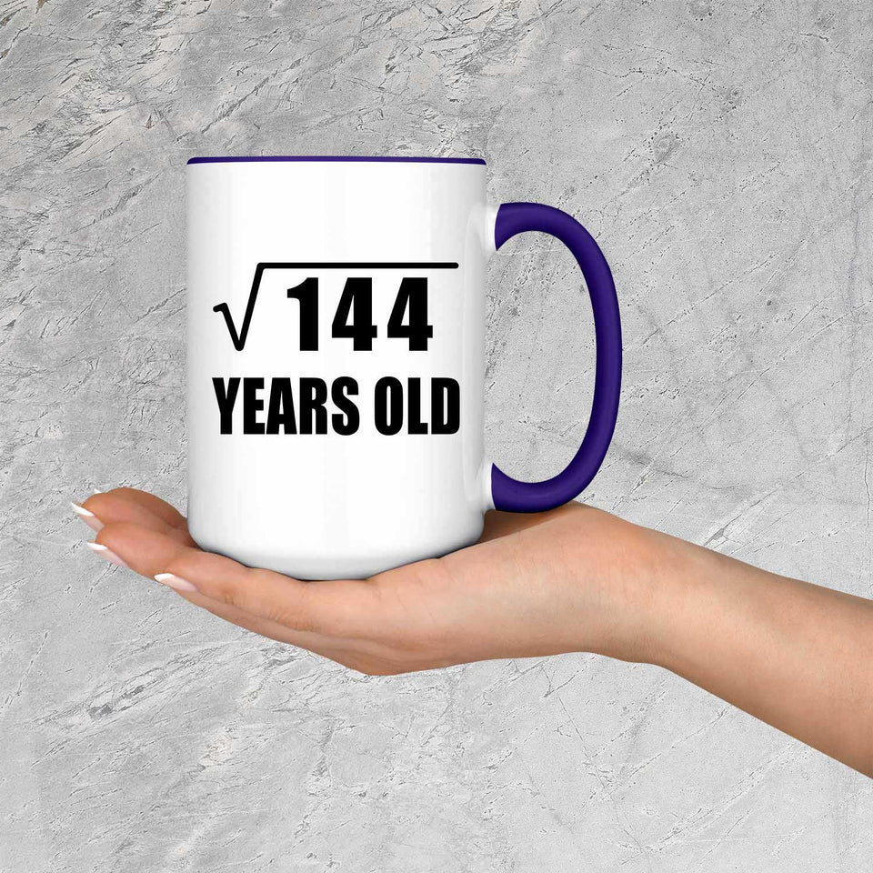 12th Birthday Square Root of 144 Years Old - 15oz Accent Mug Purple