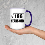 14th Birthday Square Root of 196 Years Old - 15oz Accent Mug Purple