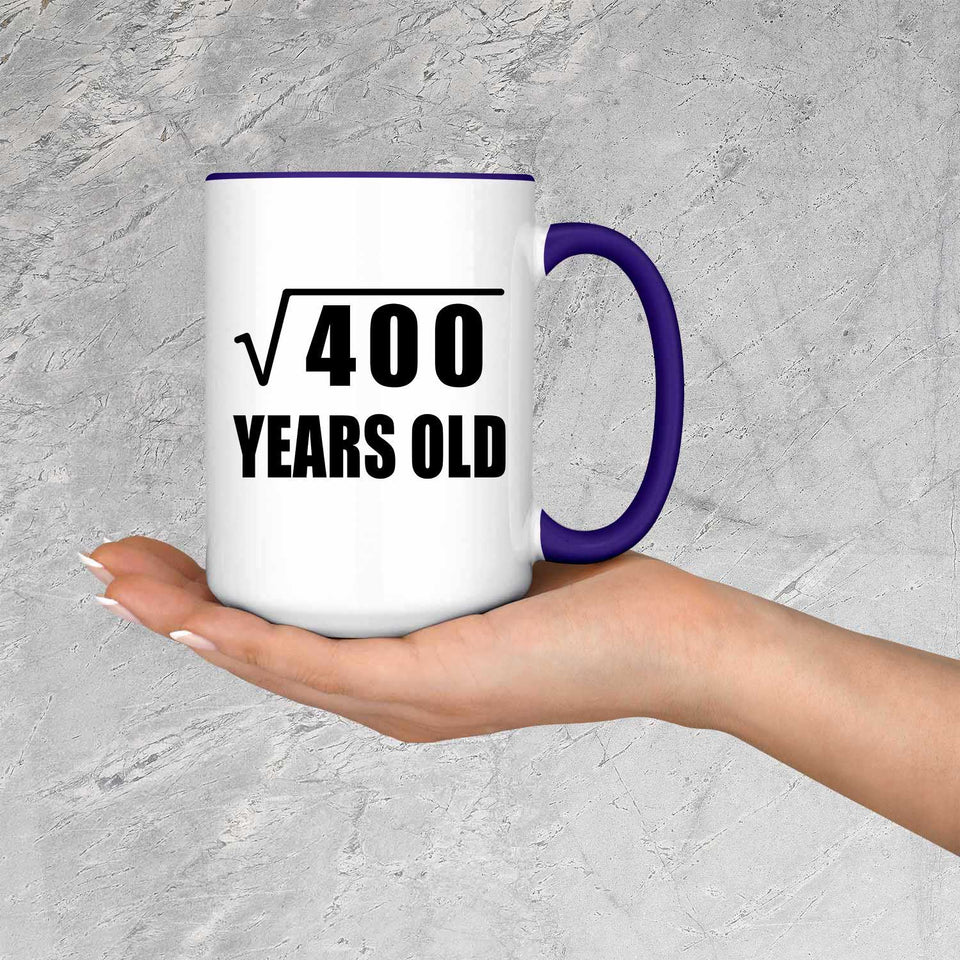 20th Birthday Square Root of 400 Years Old - 15oz Accent Mug Purple