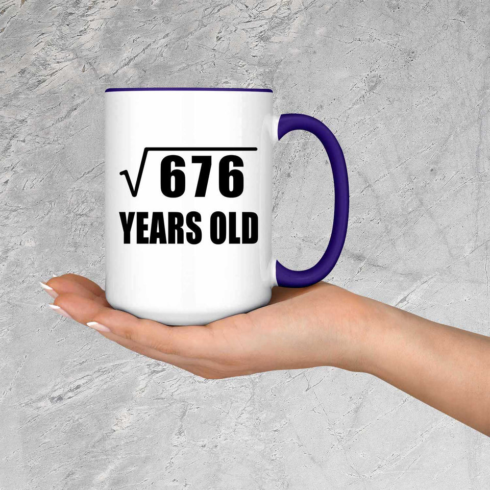 26th Birthday Square Root of 676 Years Old - 15oz Accent Mug Purple