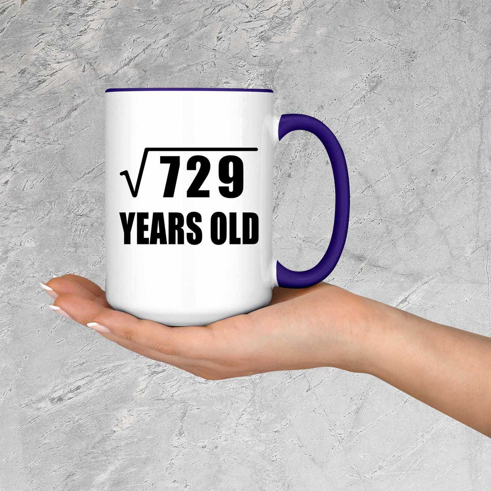 27th Birthday Square Root of 729 Years Old - 15oz Accent Mug Purple