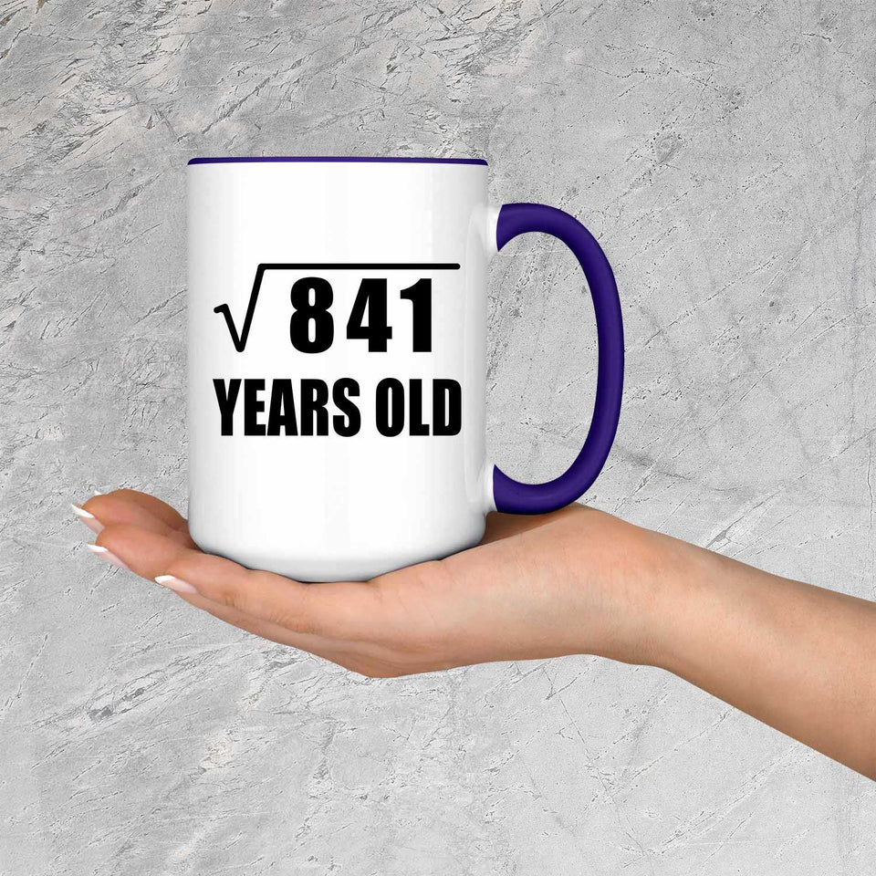 29th Birthday Square Root of 841 Years Old - 15oz Accent Mug Purple
