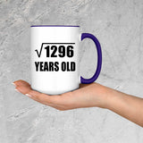 36th Birthday Square Root of 1296 Years Old - 15oz Accent Mug Purple