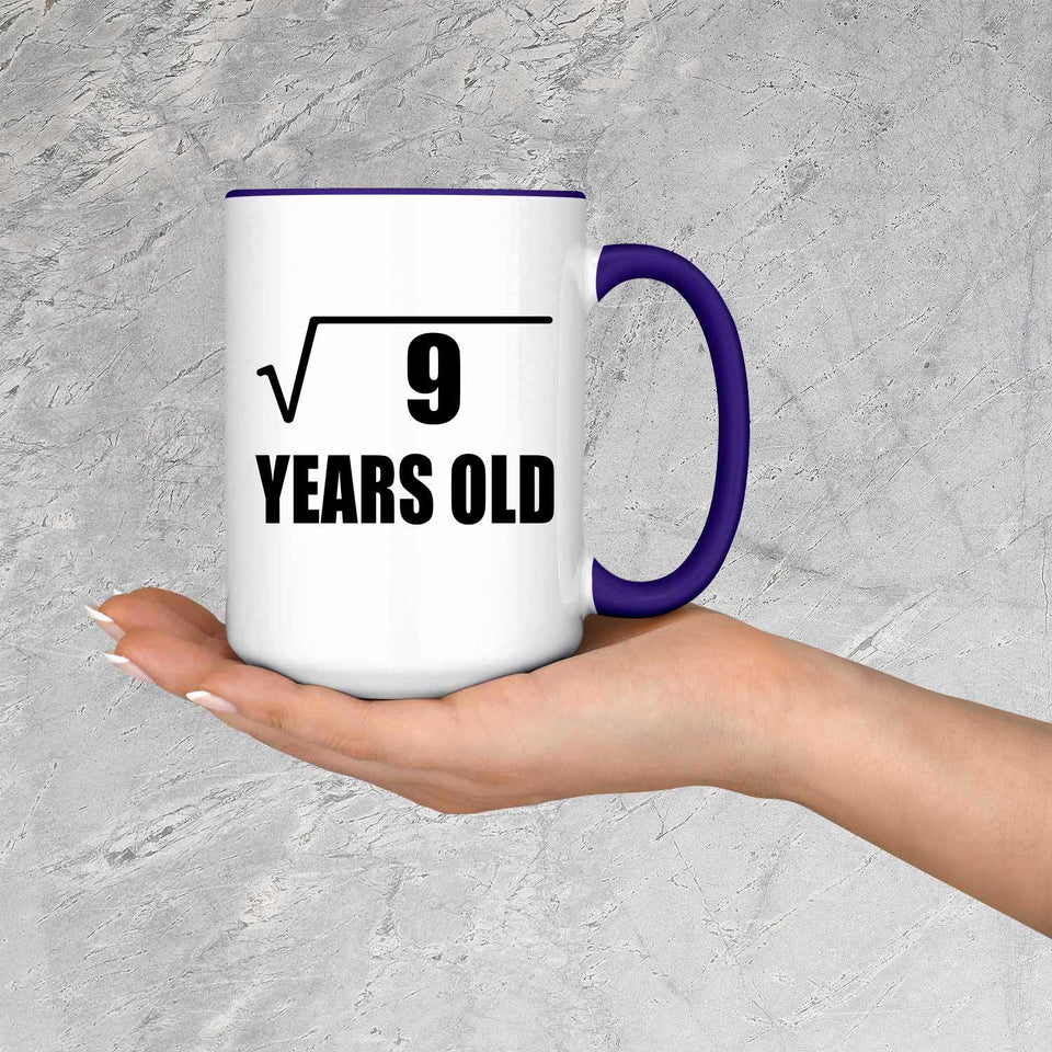 3rd Birthday Square Root of 9 Years Old - 15oz Accent Mug Purple