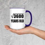 60th Birthday Square Root of 3600 Years Old - 15oz Accent Mug Purple