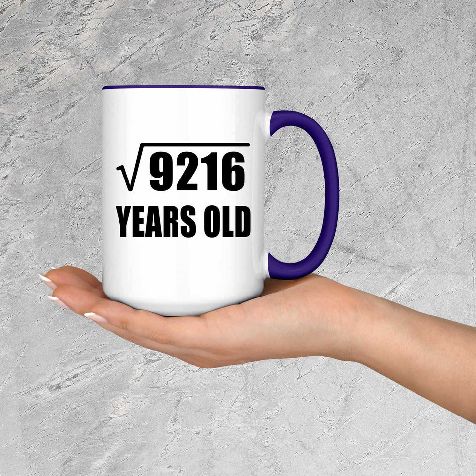 96th Birthday Square Root of 9216 Years Old - 15oz Accent Mug Purple