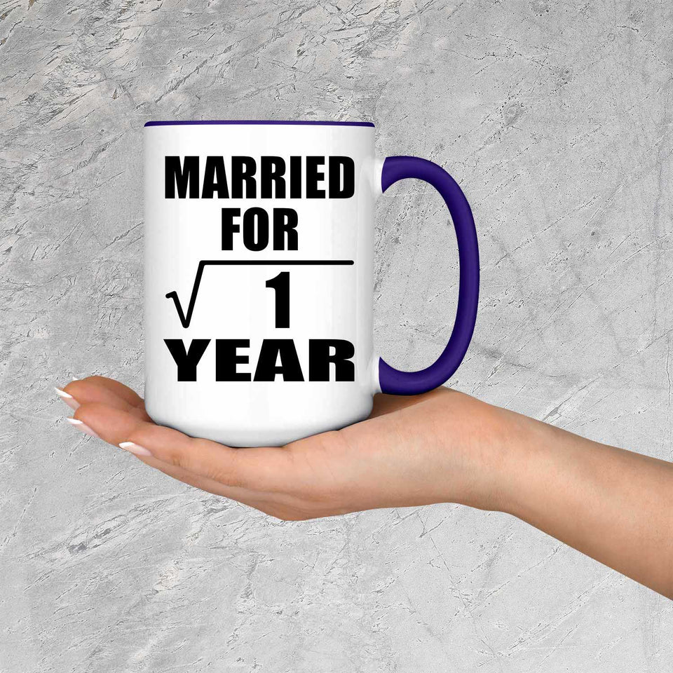 1st Anniversary Married For Square Root of 1 Year - 15oz Accent Mug Purple