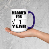 1st Anniversary Married For Square Root of 1 Year - 15oz Accent Mug Purple