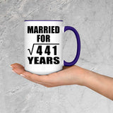 21st Anniversary Married For Square Root of 441 Years - 15oz Accent Mug Purple