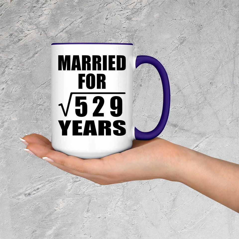 23rd Anniversary Married For Square Root of 529 Years - 15oz Accent Mug Purple