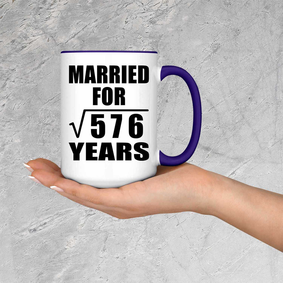 24th Anniversary Married For Square Root of 576 Years - 15oz Accent Mug Purple