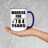 28th Anniversary Married For Square Root of 784 Years - 15oz Accent Mug Purple