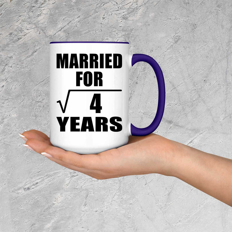 2nd Anniversary Married For Square Root of 4 Years - 15oz Accent Mug Purple