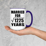 35th Anniversary Married For Square Root of 1225 Years - 15oz Accent Mug Purple