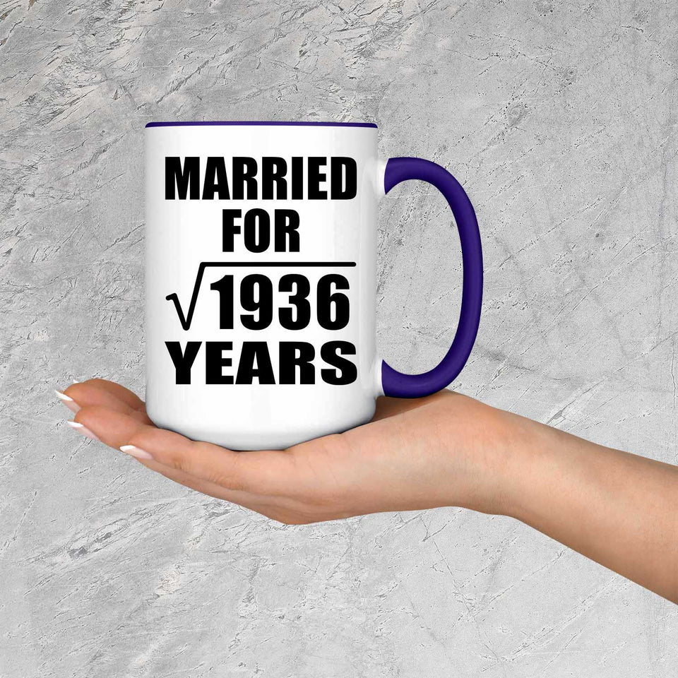 44th Anniversary Married For Square Root of 1936 Years - 15oz Accent Mug Purple