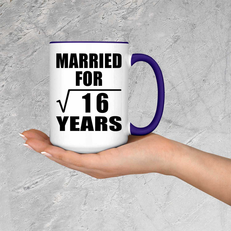 4th Anniversary Married For Square Root of 16 Years - 15oz Accent Mug Purple