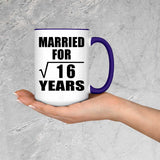 4th Anniversary Married For Square Root of 16 Years - 15oz Accent Mug Purple