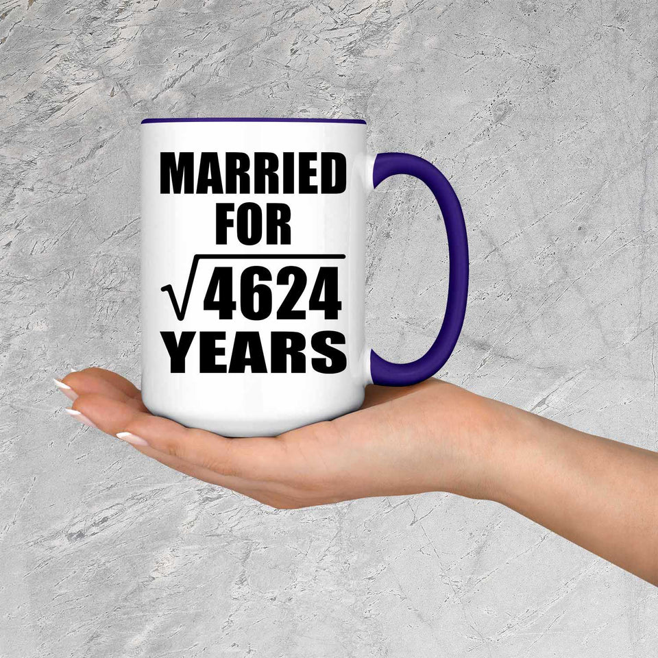 68th Anniversary Married For Square Root of 4624 Years - 15oz Accent Mug Purple