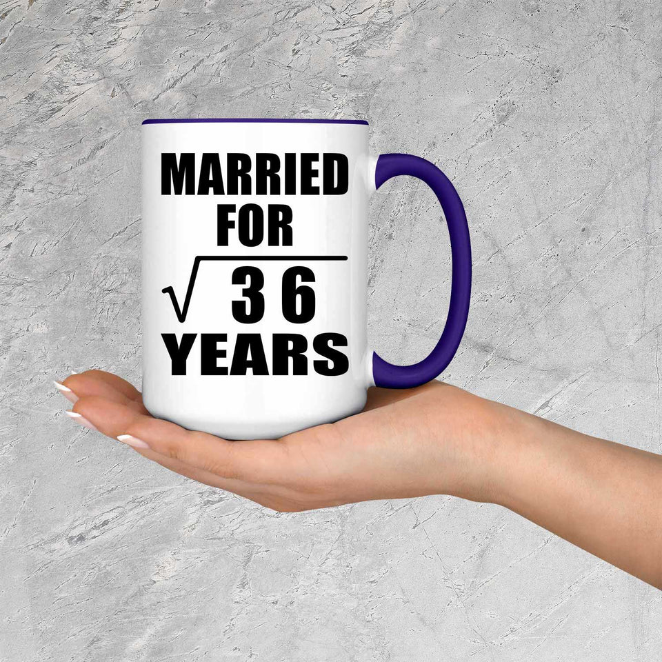 6th Anniversary Married For Square Root of 36 Years - 15oz Accent Mug Purple