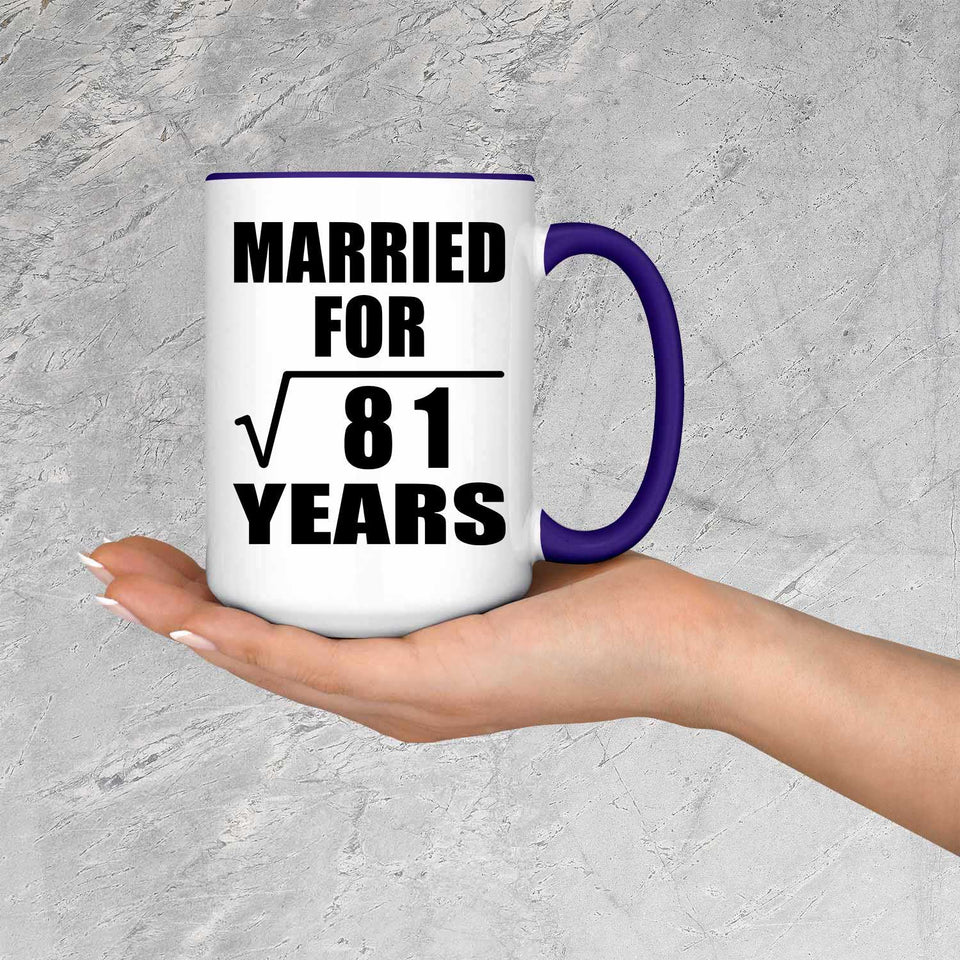 9th Anniversary Married For Square Root of 81 Years - 15oz Accent Mug Purple